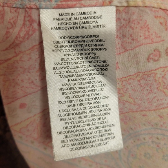 Women's Ralph Lauren Pink Paisley Sleep Shirt Size Tunic Large Front Button EUC - Picture 9 of 10